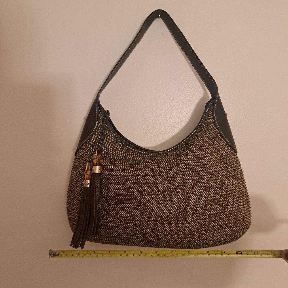 Talbots Vintage Bamboo Tassle Raffia Shoulder Bag - Picture 13 of 14